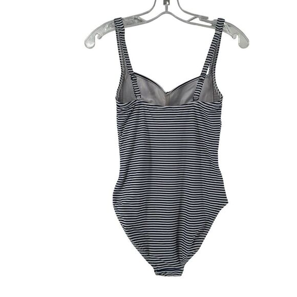 Nip Tuck Swimsuit Size 4 One Piece Slimming Navy Blue White Striped Ruched Sides - Picture 10 of 10